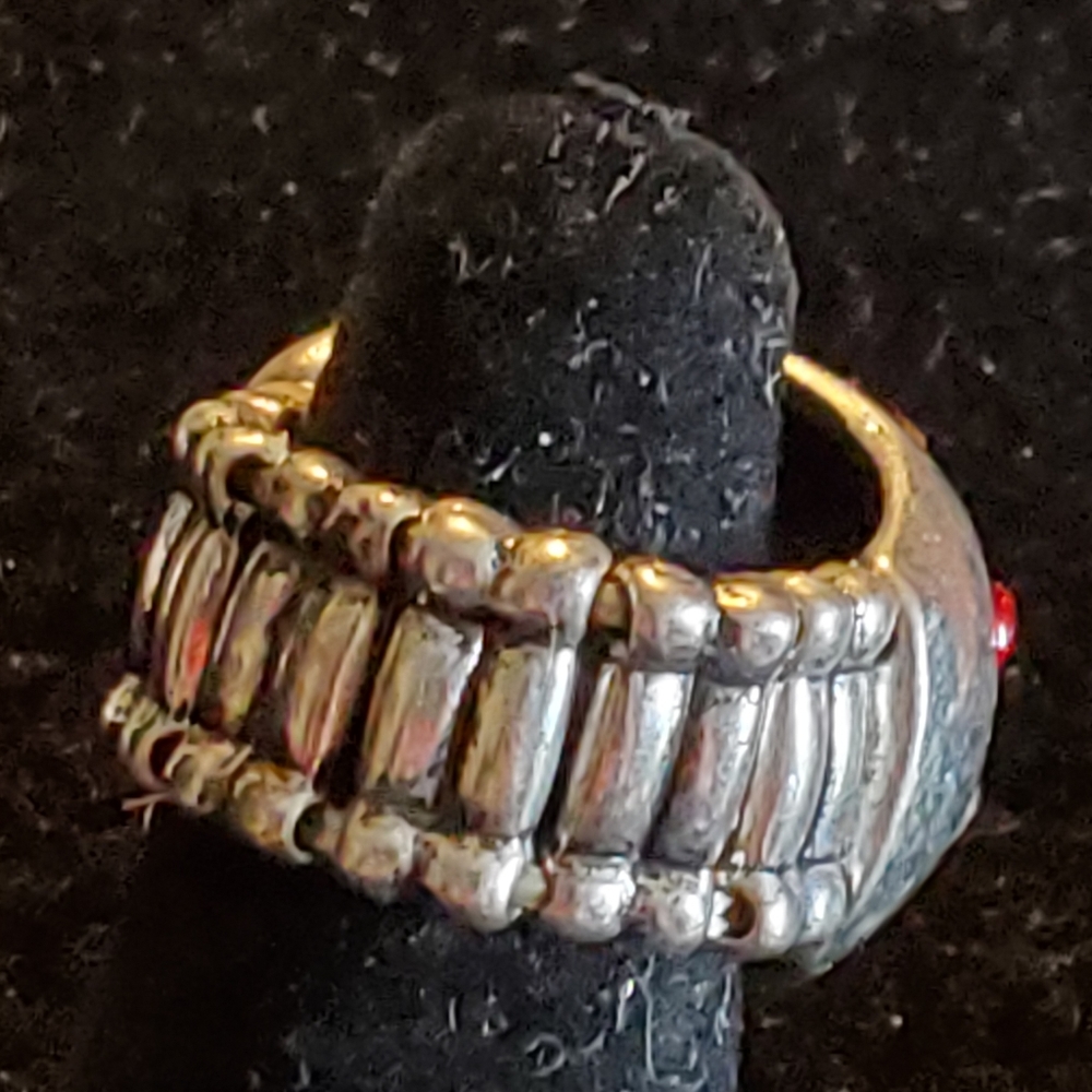 Silvertone Stretch Ring With Multi Colored Rhines… - image 5